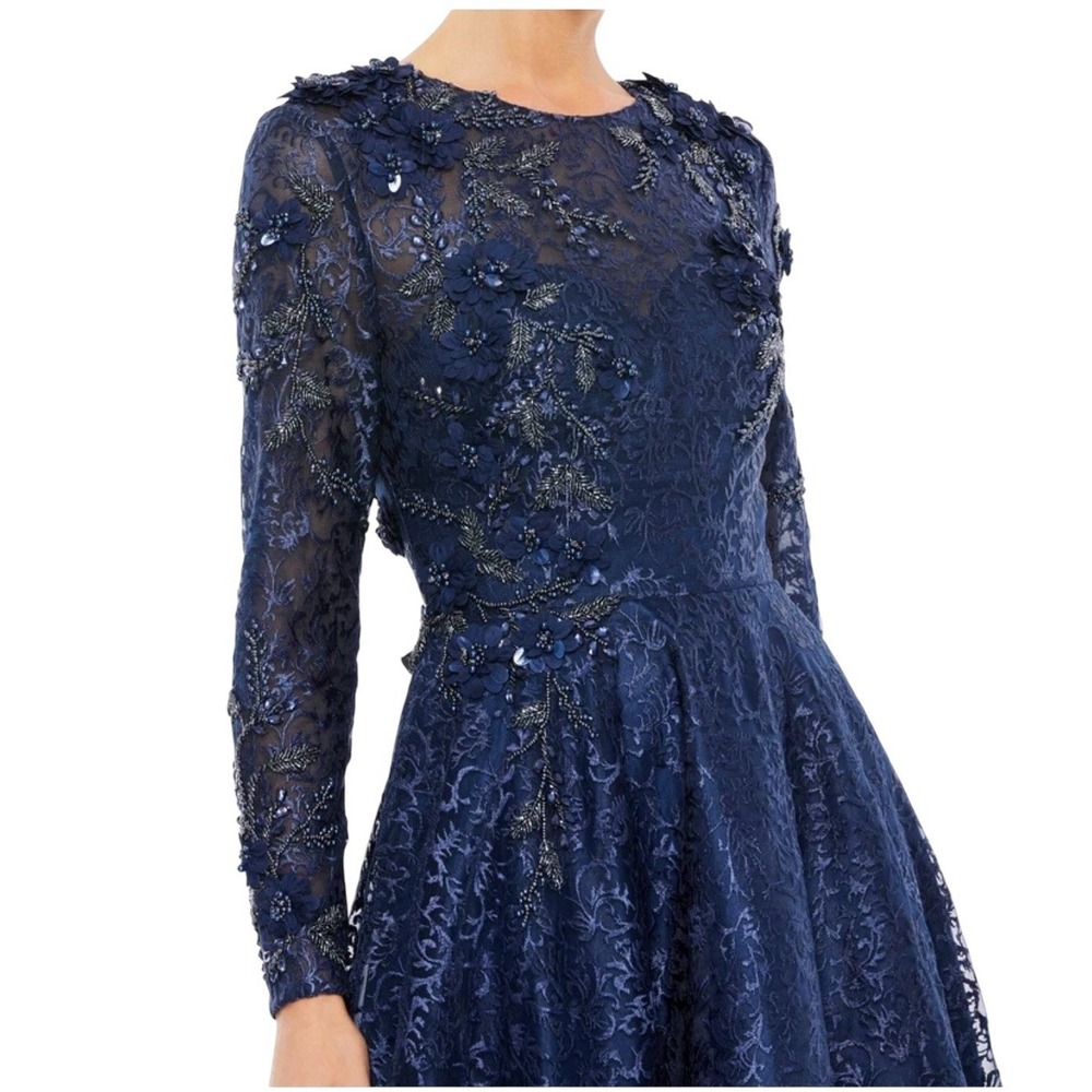 Mac Duggal A11121 Navy Floral Appliqué Ball Gown Size 8 $998 - Picture 2 of 7